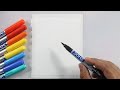 Water color painting / peaceful lake drawing with Doms brush pen / easy oil pastel drawing