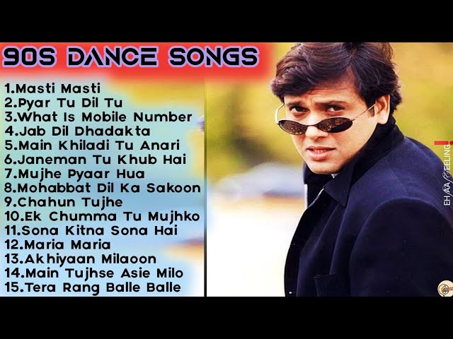 90s Dance Hits Songs|Top 15 Songs|Bollywood Hits class=