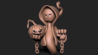 Sculpting full 3D Character for 3D printing in ZBrush Timelapse - Halloween Ghost