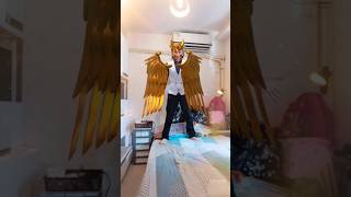 Golden Phoenix: gold helmet, white vest, black pants.#shorts