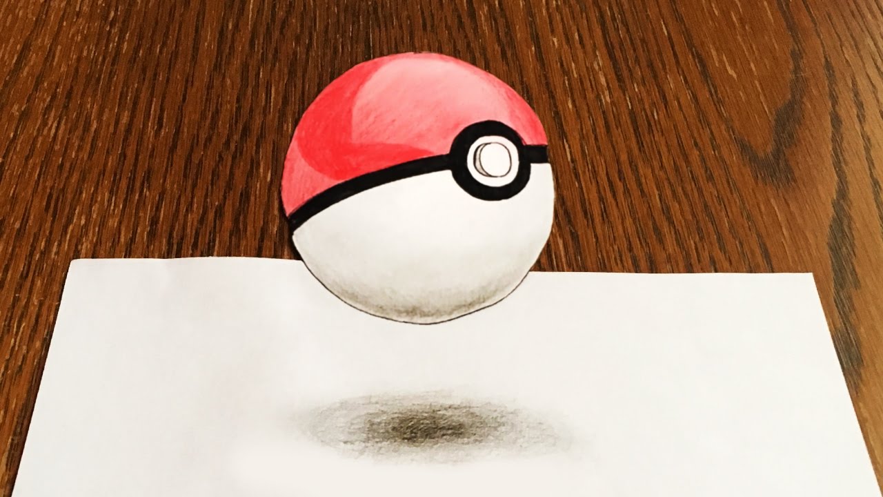 How To Draw Pokeball 3d Artistic Drawing Youtube