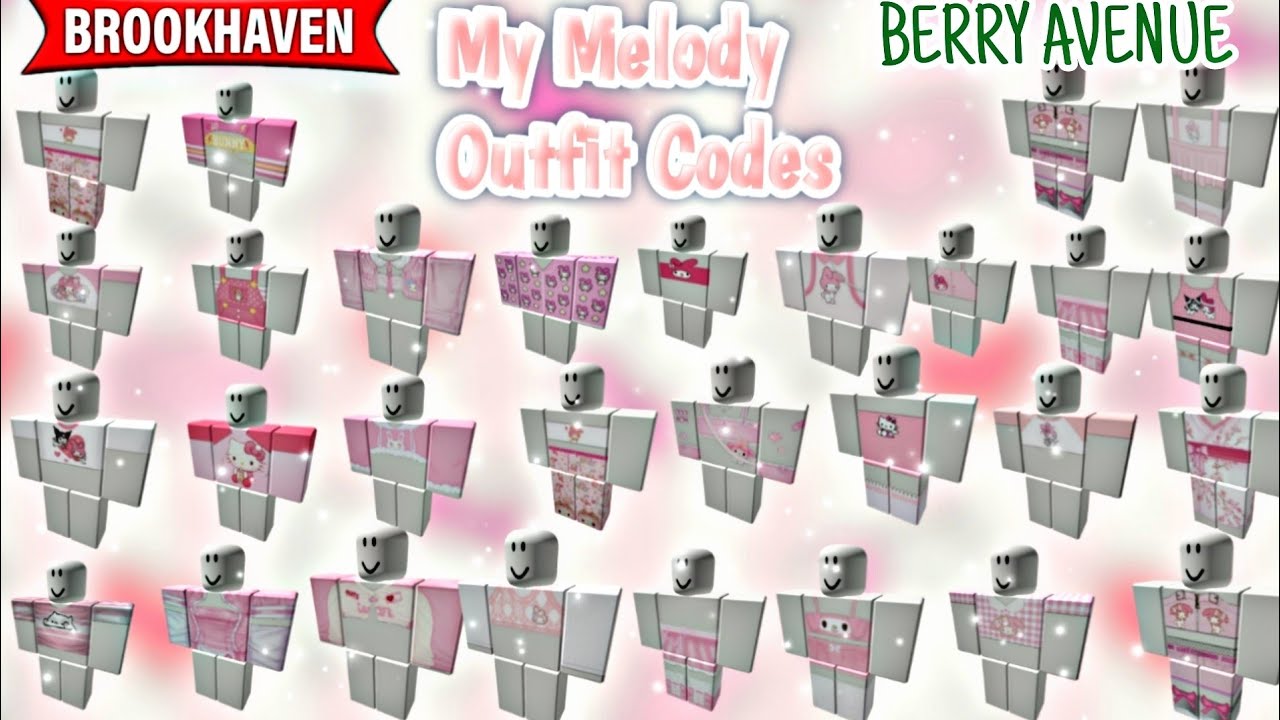 CUTE MY MELODY OUTFIT ID CODES FOR BROOKHAVEN 🏡RP ROBLOX 💗✨ 