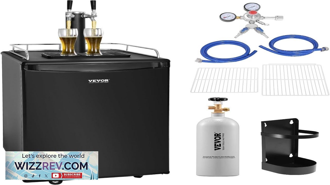 Кегератор для пива VEVOR Beer Kegerator с двумя кранами, коммерческий диспенсер для разливного пи...