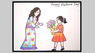 Easy Mother's day drawing || step by step || easy method