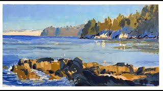 Rocky Beach Kodiak Island Gouache