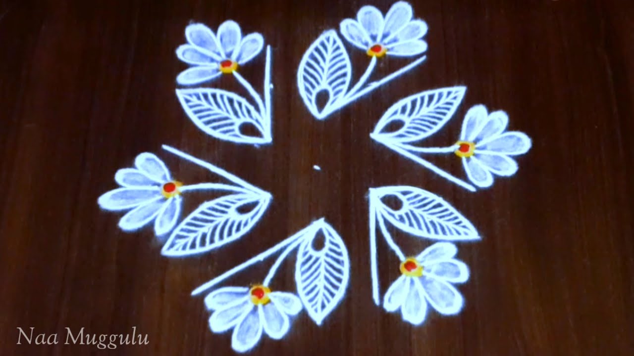 Beautiful flower rangoli design Festival special muggulu 🌷 Creative