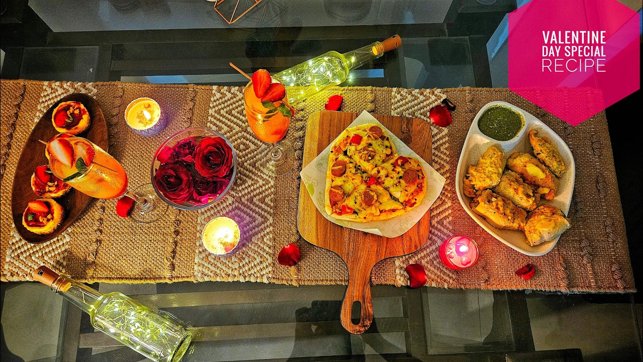 Valentine’s Day Special Menu ❤️| Heart Shaped Pizza 🍕 Strawberry Mocktail🍓Cheesecake & Chicken Kabab