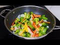 Fried broccoli with carrots in a pan! An easy and delicious broccoli recipe! ASMR recipe!