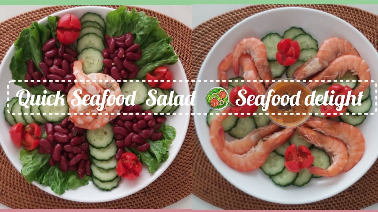 Quick & Easy  Seafood salad platter🥒 decoration 🥬Seafood Delight 🍅healthy homecooking
