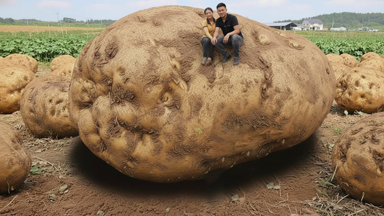 Couple go into the forest to arvest full of strange potatoes goes to the market to sell