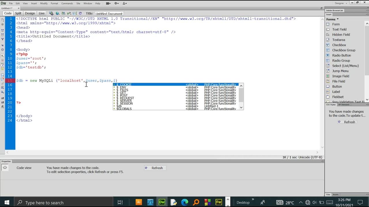 Connect to MySQL with PHP in XAMPP / Create a new database - YouTube