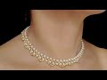 EASY! How to make a pearl beaded necklace with gold beads. DIY PEARL NECKLACE TUTORIAL