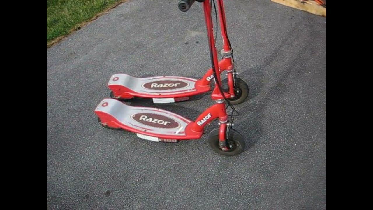 Stock RAZOR E100 vs Modified 36v E100 YouTube