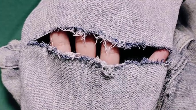 Easy DIY bandana patch fix for ripped jeans with holes - NO SEW