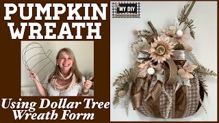 DOLLAR TREE PUMPKIN WREATH | DOLLAR TREE DIY | PUMPKIN WREATH FORM | DOLLAR TREE SCARF | GLAM!