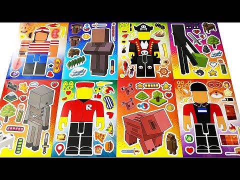 [ToyASMR] Decorate with Sticker Book Minecraft and Roblox Characters 🎮 #paperdiy #roblox #minecraft
