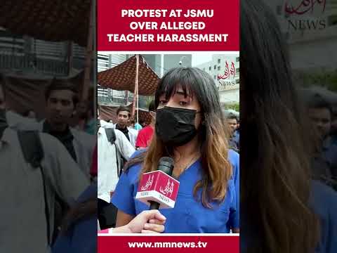 Protest outside JSMU over alleged harassment of a student by a teacher