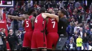 Toronto raptors guard cory joseph hit a game-winning three-pointer at
the buzzer to beat washington wizards.