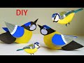 Как сделать синицу из бумаги. Синичкин день. DIY a bird. Шаблон.