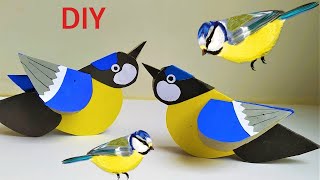 Как сделать синицу из бумаги. Синичкин день. DIY a bird. Шаблон.