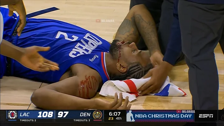 Kawhi Leonard is down and bleeding pretty badly after colliding with Serge Ibaka