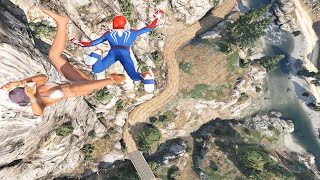 Gta 5 Spiderman Jumps/Falls Off Cliff Ragdolls Compilation (Euphoria Physics Funny Moments)