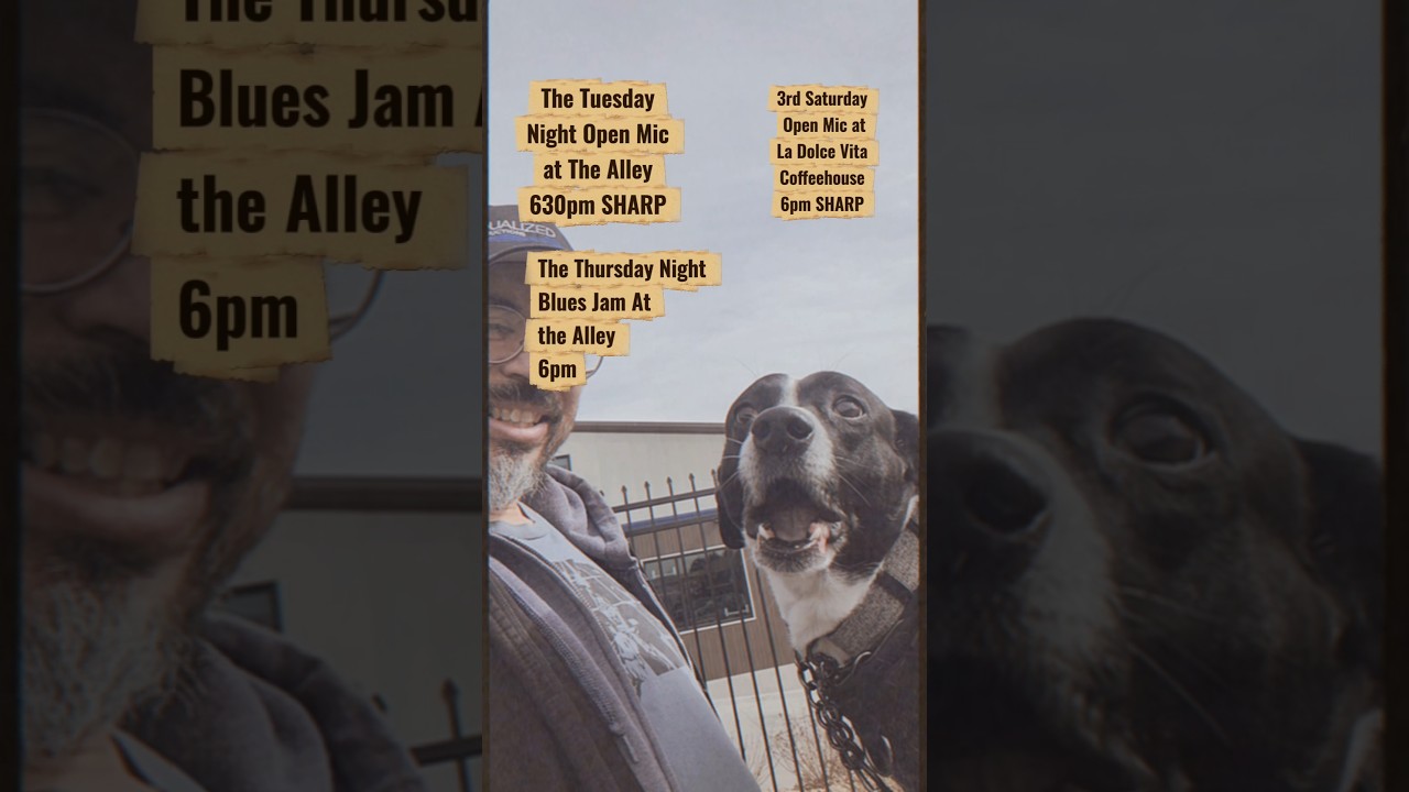 Tuesday Night and Saturday night Open mics and the Blues Jam next week!