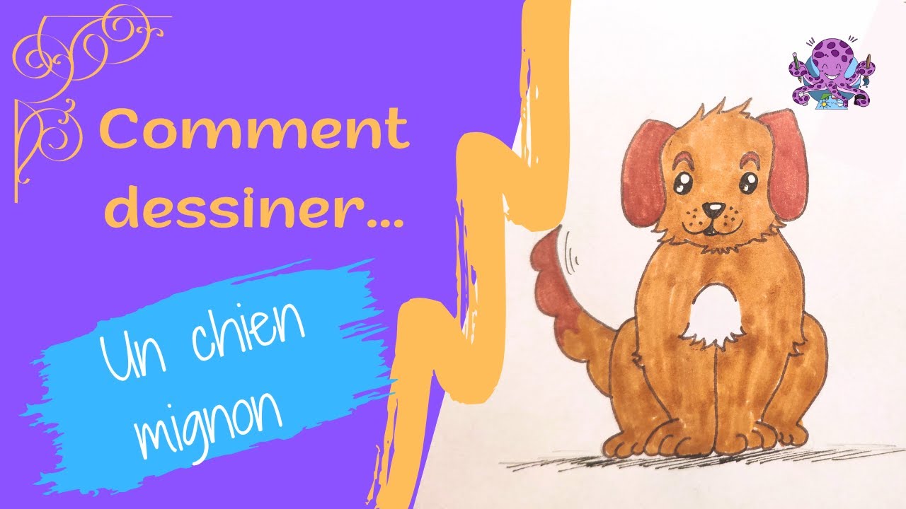 Comment dessiner un chien mignon assis de face - YouTube