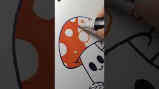Struggling with drawing? Try this simple mushroom! 🍄🌈 🖋️#shorts #shortvideo #cutedoodles #easyart