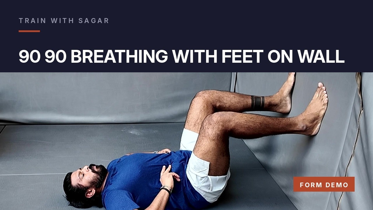90 90 Breathing With Feet On Wall | Correct Form Demo (No Talking ...