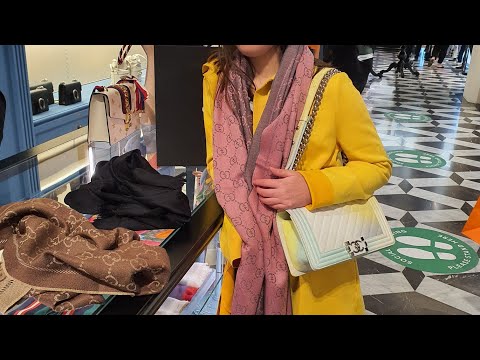 NEW Louis Vuitton Rose Petale denim monogram scarf vs Gucci GG Jacquard  scarf comparison 