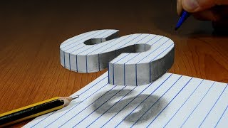 3D Trick Art On Line Paper, Floating Letter S