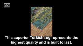 10′ X 13′ Blue Green And Taupe Stain Resistant Area Rug