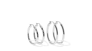 Sevilla Silver DiamondCut   Polished Hoop Earring Set