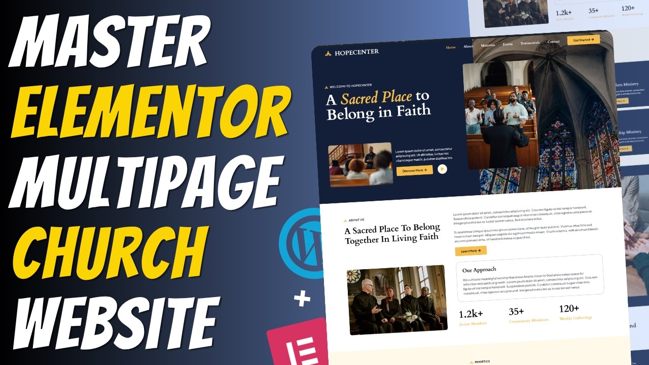 Master ELEMENTOR: Create a MULTIPAGE Responsive CHURCH Website ...