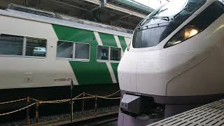 185系 【回送】が東京駅を発車した直後にE657系が入線