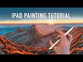 IPAD PAINTING TUTORIAL- Mountain sunset landscape art in Procreate app