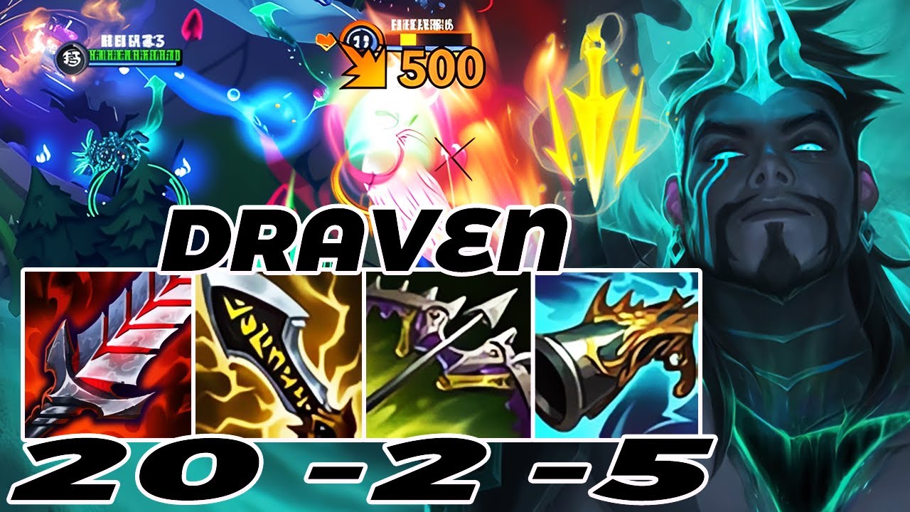 WILD RIFT DRAVEN ADC GAMEPLAY | 20 -2 -5 MVP | DRAVEN BUILD RUNES