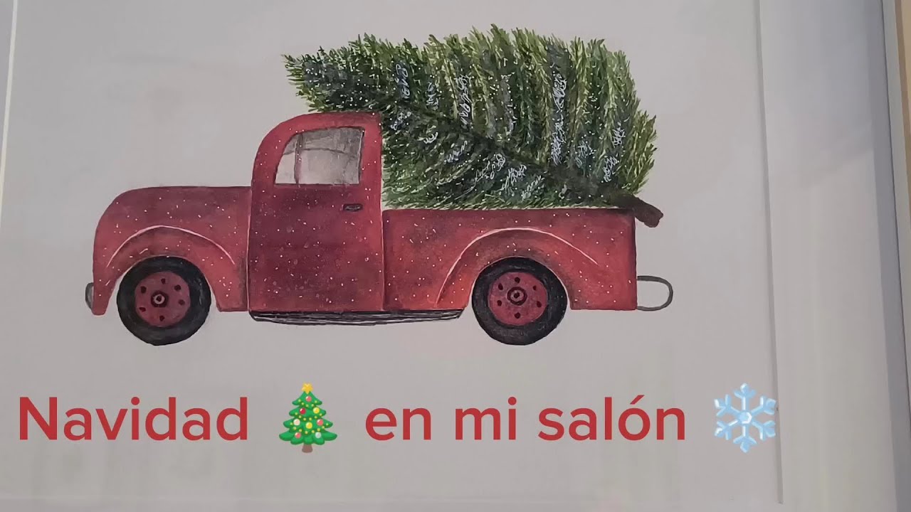 Decoración navideña en mi salón 🎄 diy fácil y lindo, acuarelas navideñas❄️ #navidad #diy #living 