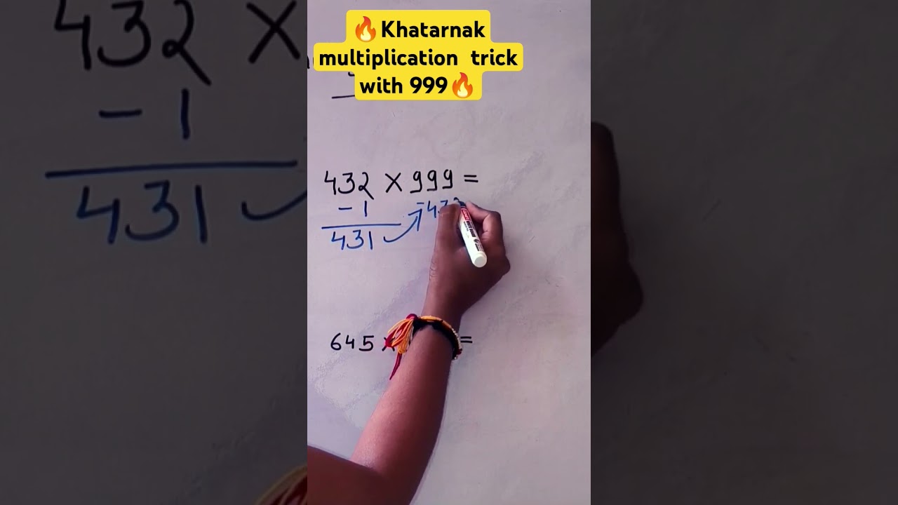 multiplication with 999🔥||WOW 😍 Such an easy Hack to Learn Multiplication 🔢 ||