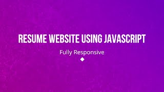 🔴 Dummy Resume Website | Front-End Web Development using HTML, CSS, JS 🔥