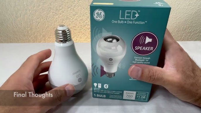 GE LED+ Speaker Light Bulb, Soft White, Bluetooth Speaker, No App