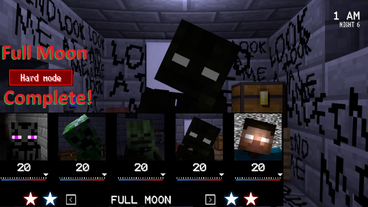 Five Nights at Creeper's 2 Remastered I beat the Full Moon Challenge