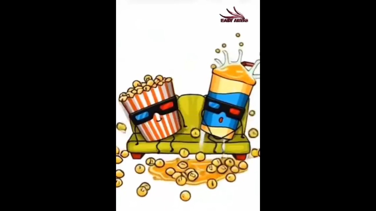 Easy Popcorn and Soda Easy Drawing | 