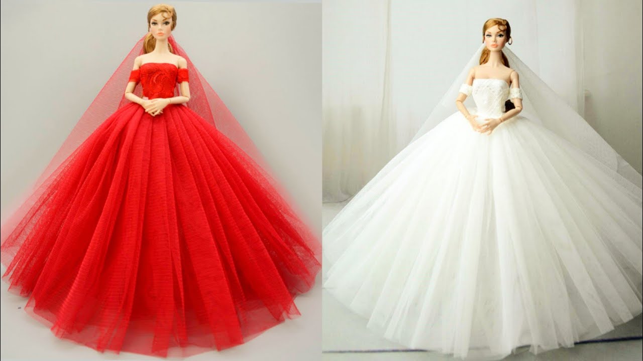 كيف تصنع ملابس باربي بدون خياطه /  صنع فستان  باربي سهل |حرف إبداعية في 5 دقائق باربي