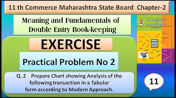 #11│Meaning and Fundamentals of Double Entry Book-keeping│Chapter 2│EXERCISE│Practical Problem No 2│
