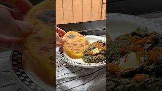 Saag With Crispy Shallots Corn Roti