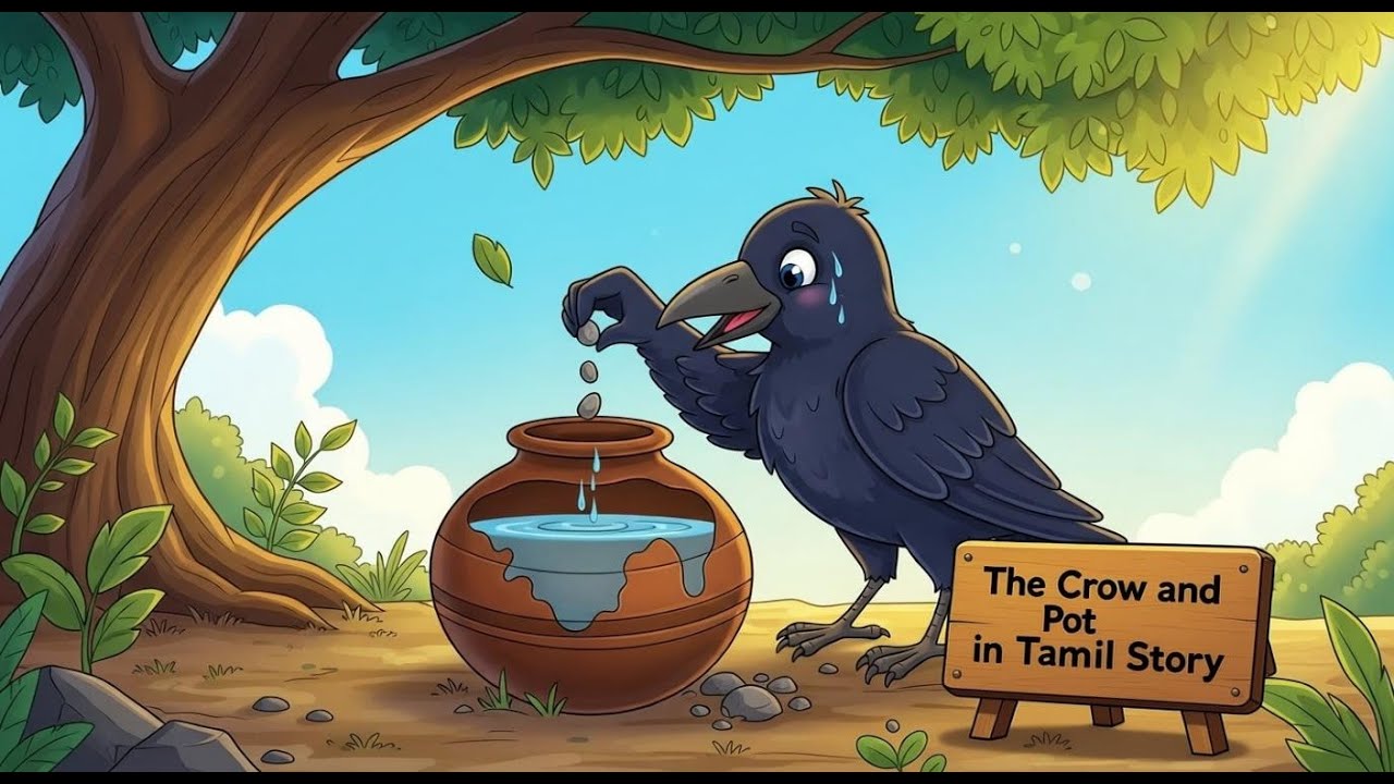 The crow and pot in tamil story,kitties toons, moral stories, bed time stories,kids toon,cartoon