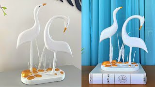 How to make Carved Bird Sculpture | White Cement Creative Bird Statues