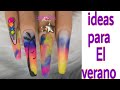 Uñas para verano en tonos néon #difuminado #efecto humo